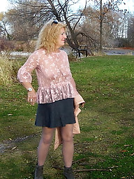 Granny in Hot Pink and Grey Pantyhose Pt 4